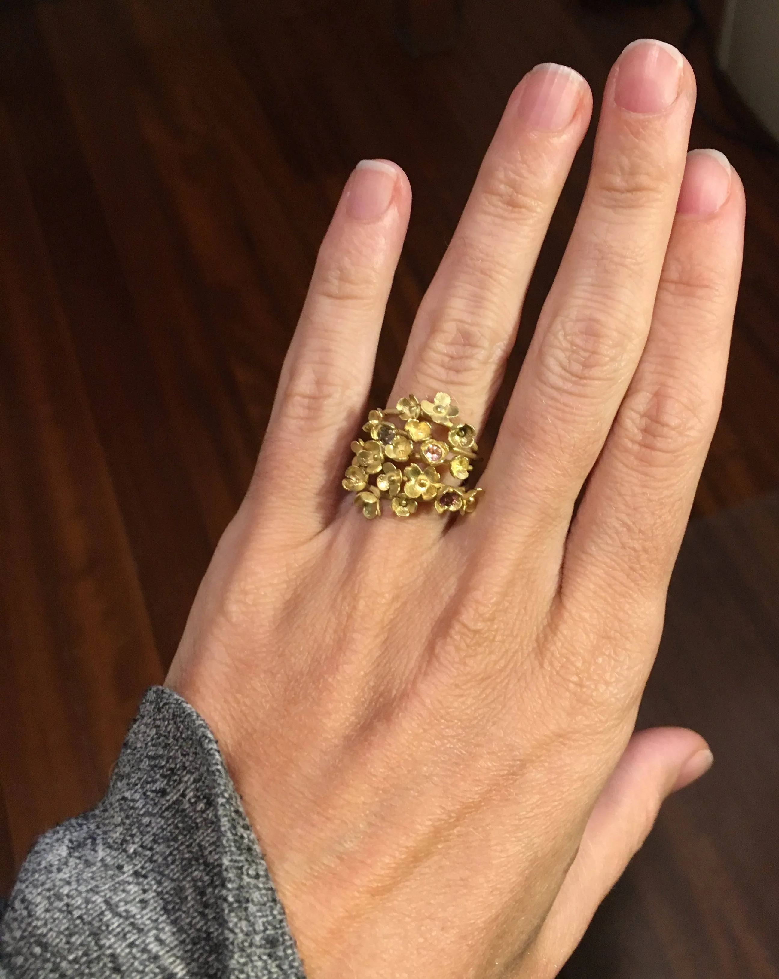 Blooming Tourmaline 3 Flower Ring