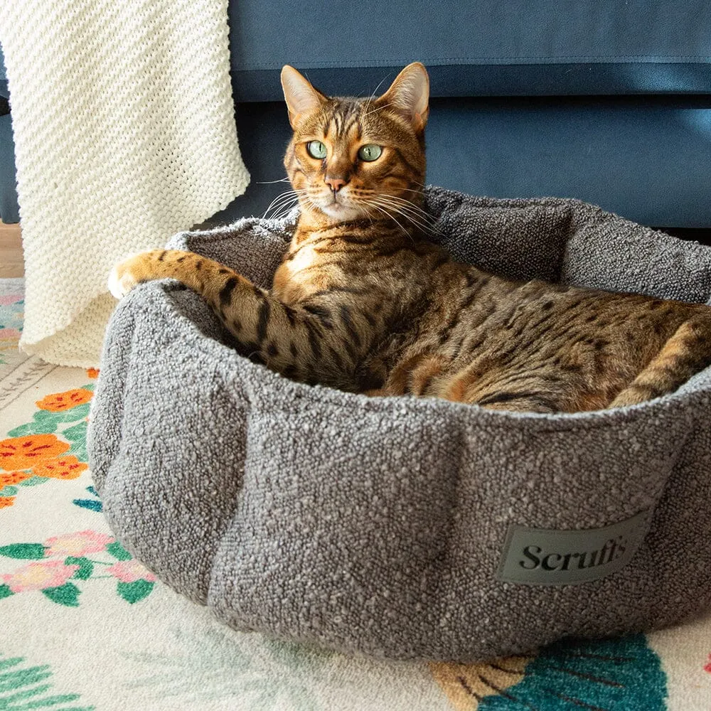 Boucle Cat Bed - Slate Grey