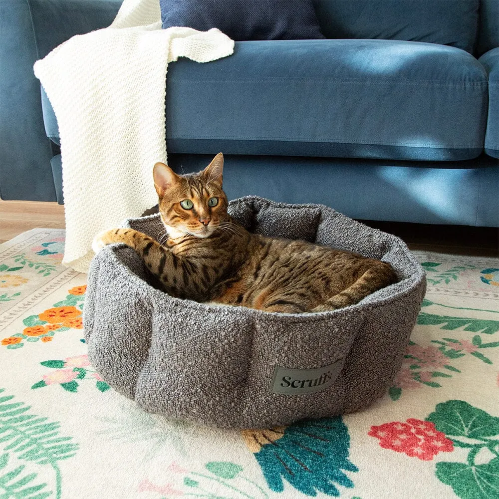 Boucle Cat Bed - Slate Grey