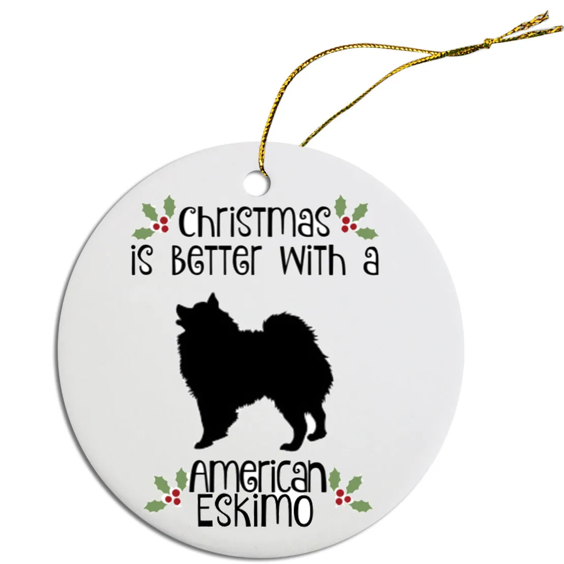 Breed Specific Round Christmas Ornament American Eskimo