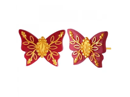 Butterfly Shaped 22k Gold Stud Pola Earrings