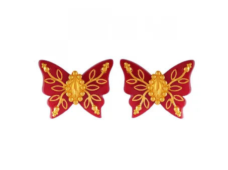 Butterfly Shaped 22k Gold Stud Pola Earrings