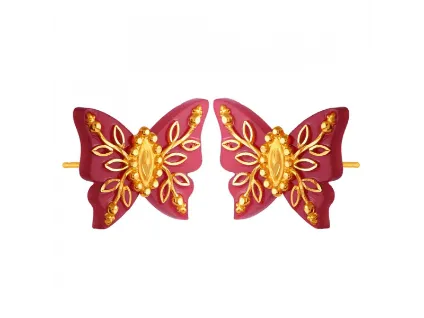 Butterfly Shaped 22k Gold Stud Pola Earrings