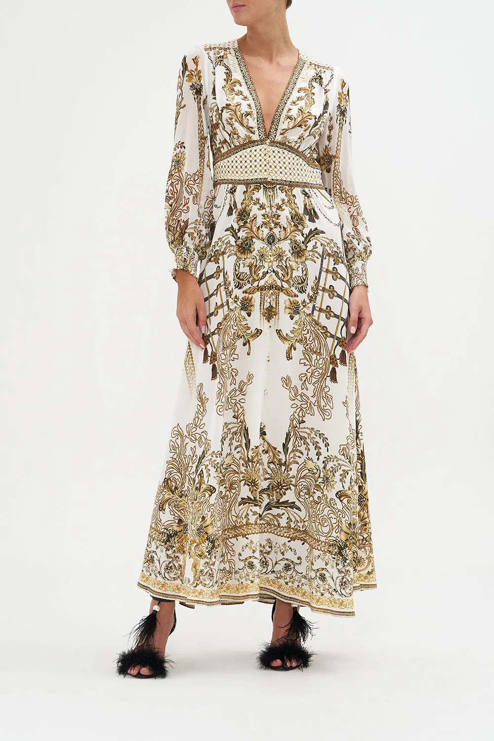 BUTTON DRESS WITH SHAPED WAISTBAND ROAD TO RICHESSE