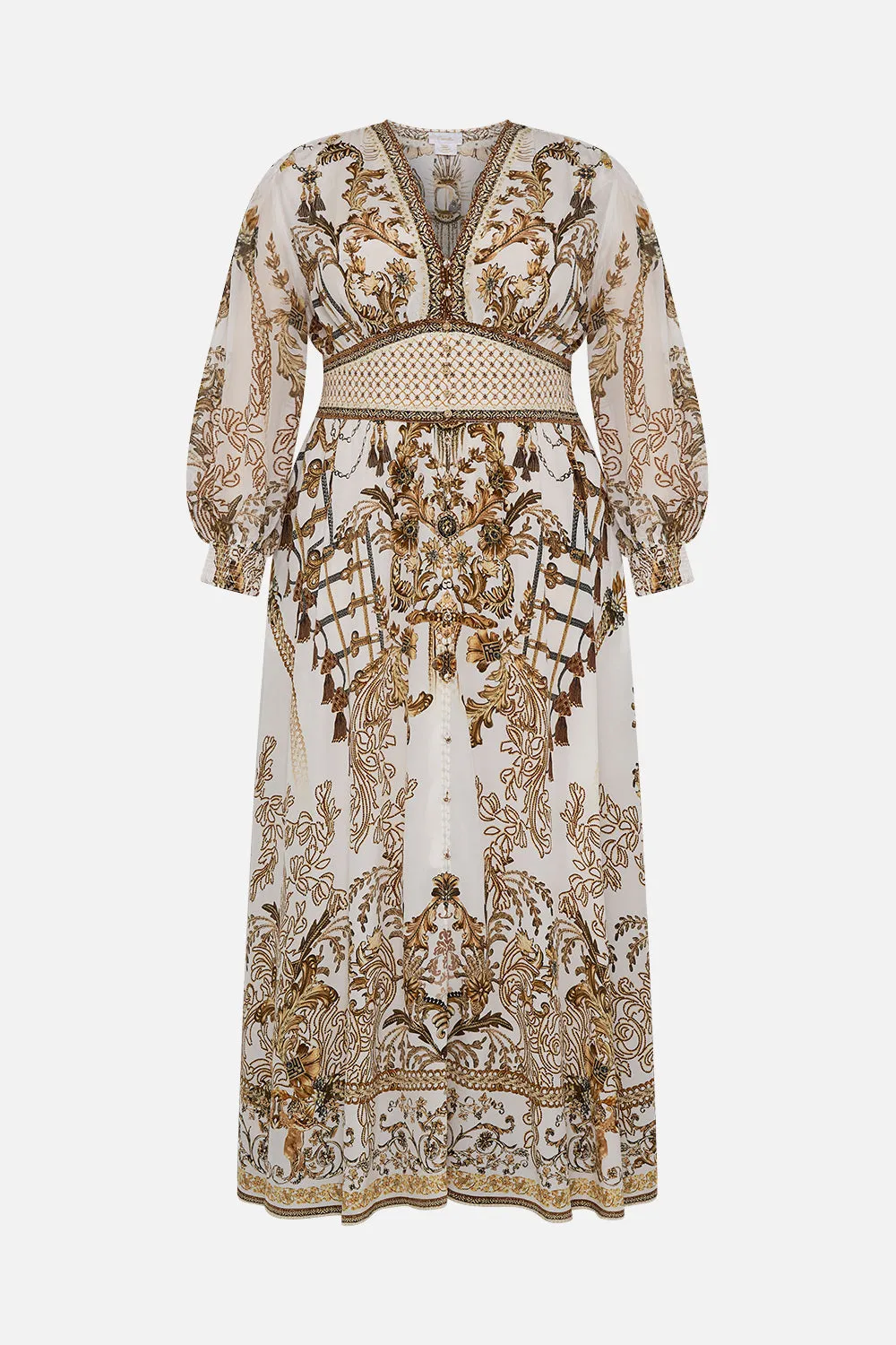 BUTTON DRESS WITH SHAPED WAISTBAND ROAD TO RICHESSE
