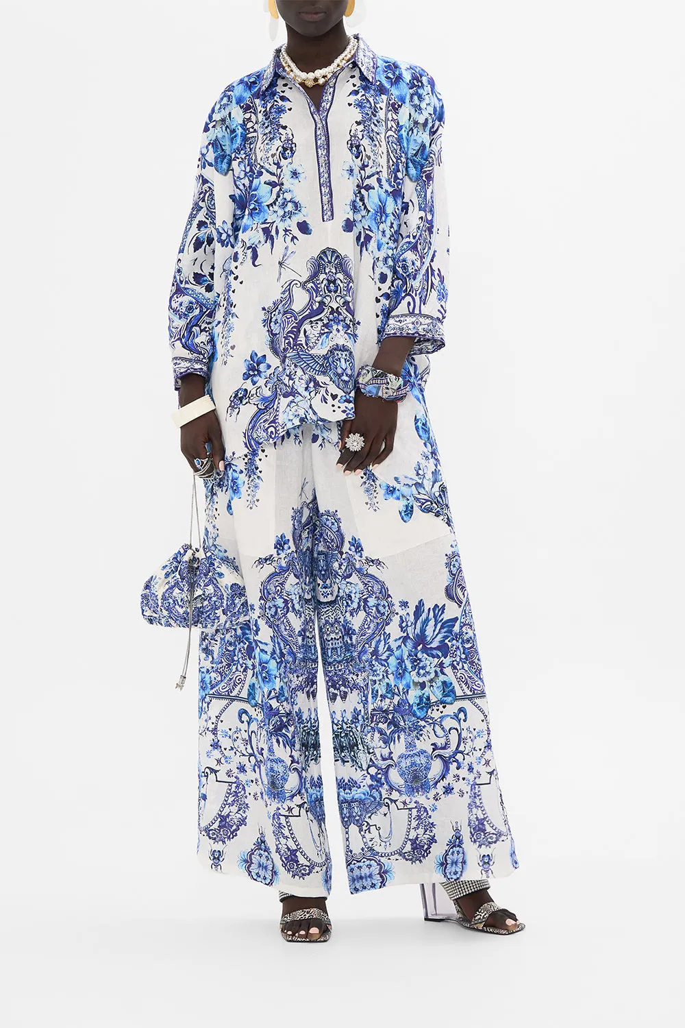BUTTON UP TOP WITH DRAPED BACK GLAZE AND GRAZE