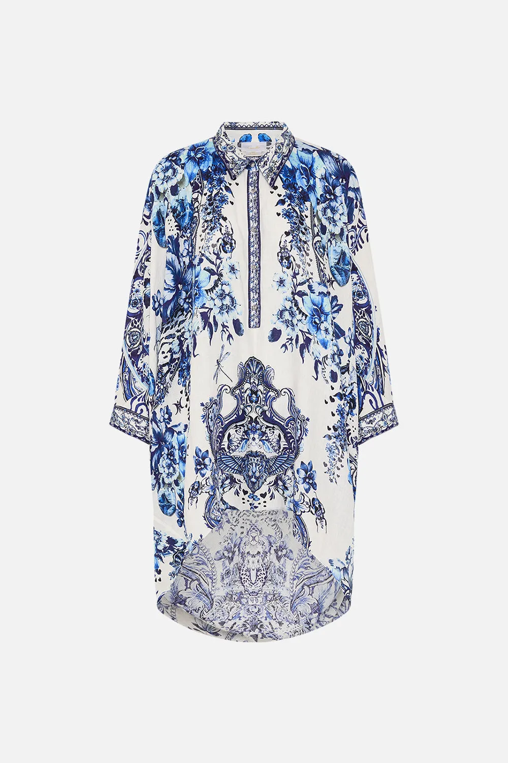 BUTTON UP TOP WITH DRAPED BACK GLAZE AND GRAZE