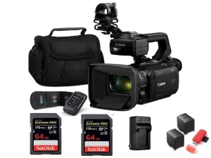 Canon XA75 Camcorder   2 64GB Cards, Extra Battery/Charger & more accessories