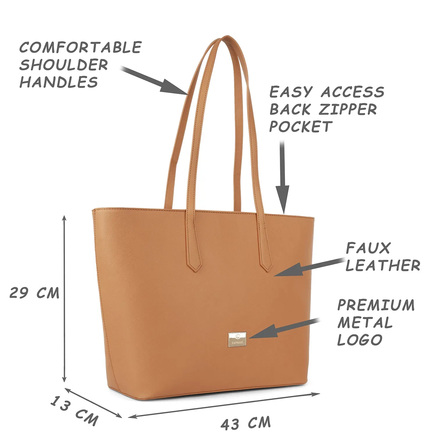 Caprese Sabeena Laptop Tote Large Camel