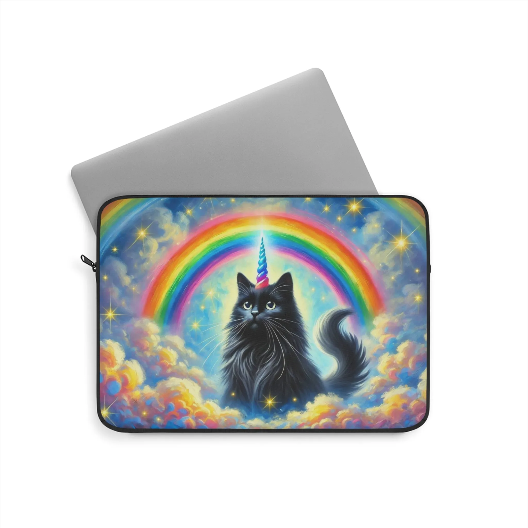 Caticorn in the Clouds - Rainbows, Cats and Unicorns - Laptop Sleeve