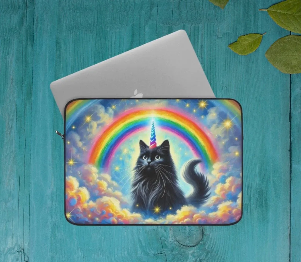 Caticorn in the Clouds - Rainbows, Cats and Unicorns - Laptop Sleeve