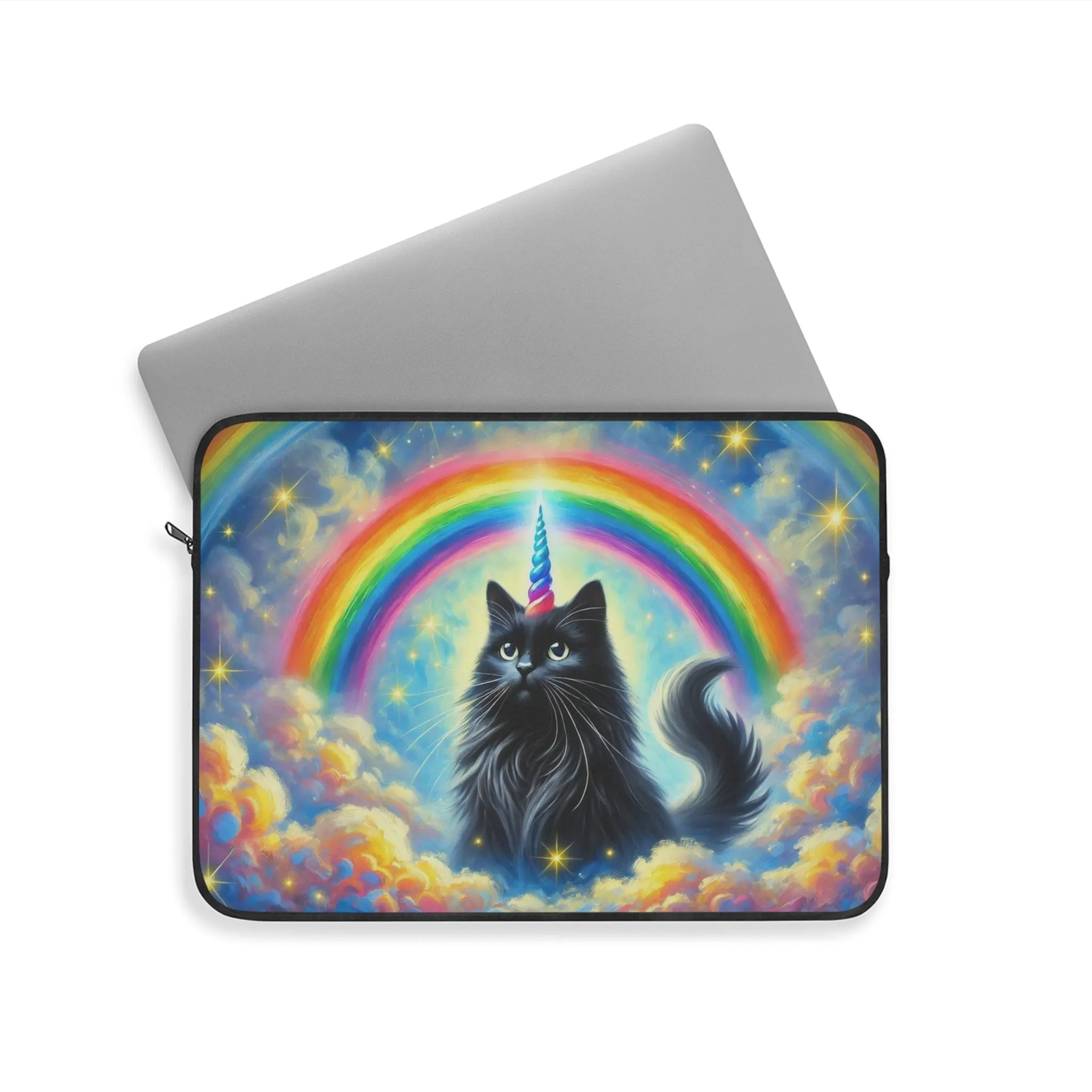 Caticorn in the Clouds - Rainbows, Cats and Unicorns - Laptop Sleeve