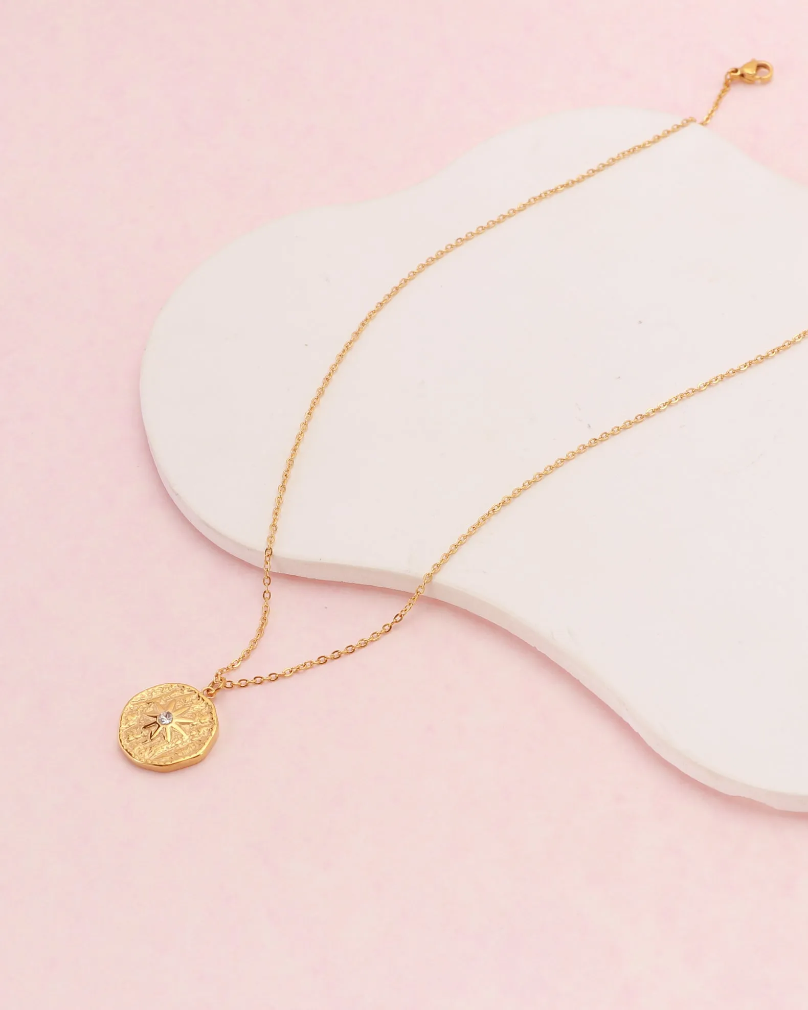 Celestia Gold Star Coin Zirconia Necklace