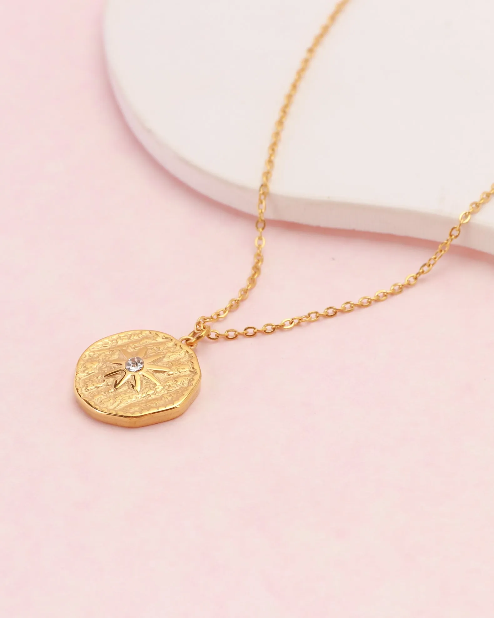 Celestia Gold Star Coin Zirconia Necklace