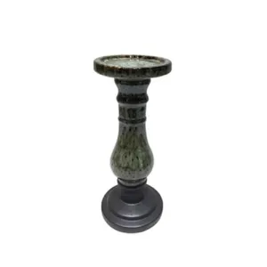 Ceramic 12" Candle Holder,Gray/Black