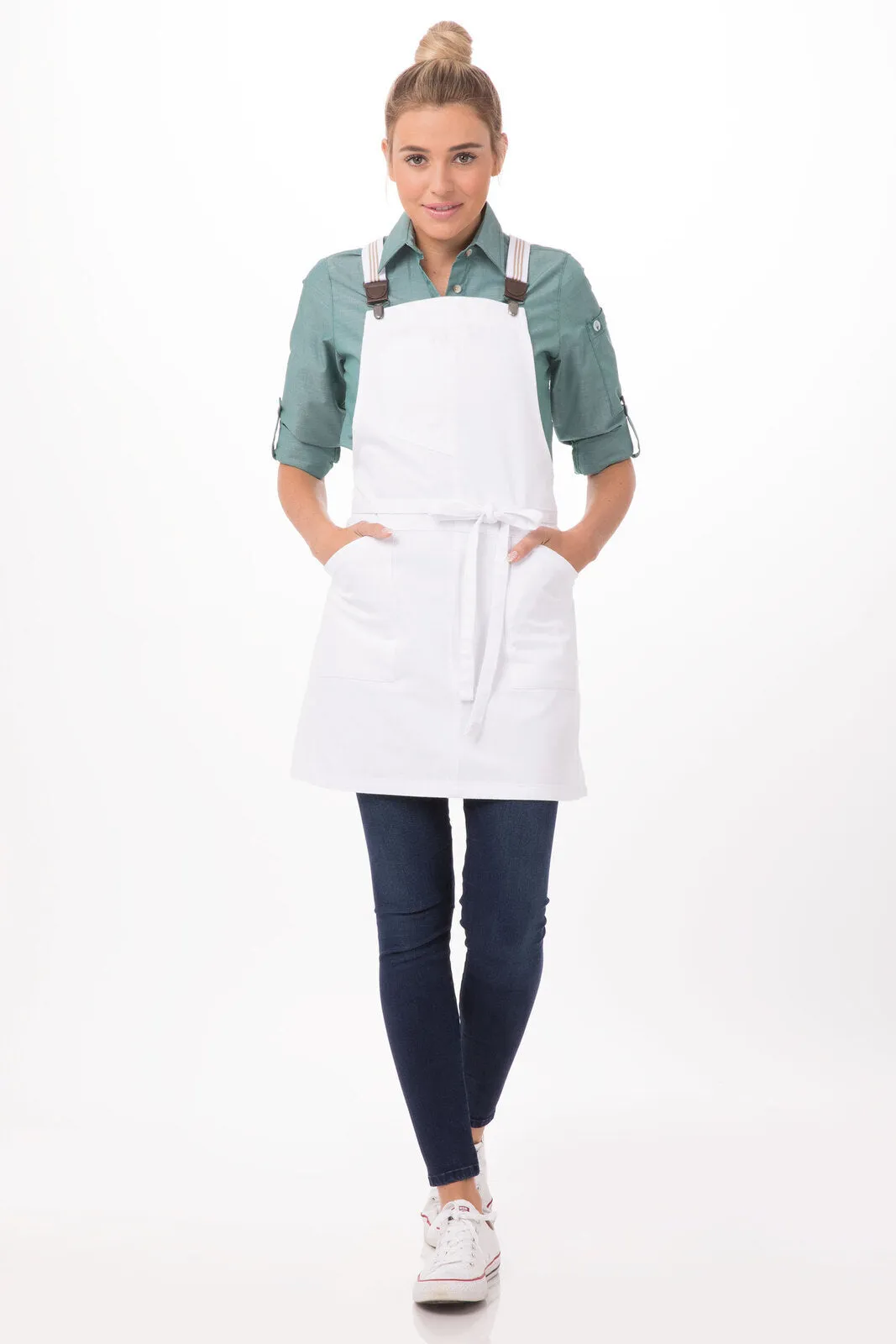 Chef Works Berkeley Petite Bib Apron- White