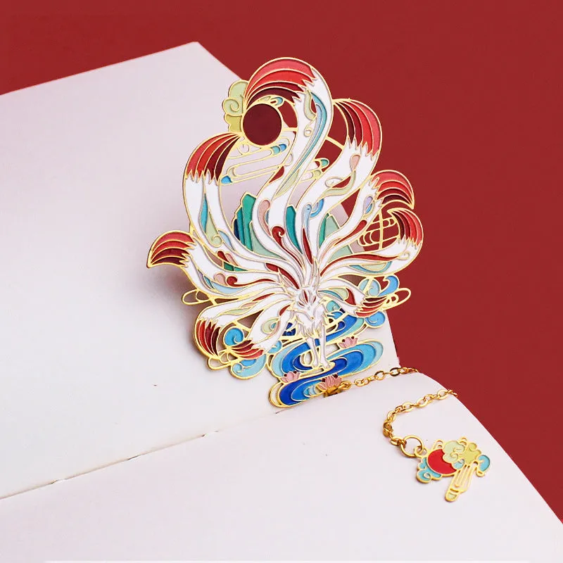Chinese Style Metal Bookmark Fan-shaped Classical Brass Fan Simple And Exquisite Tassel