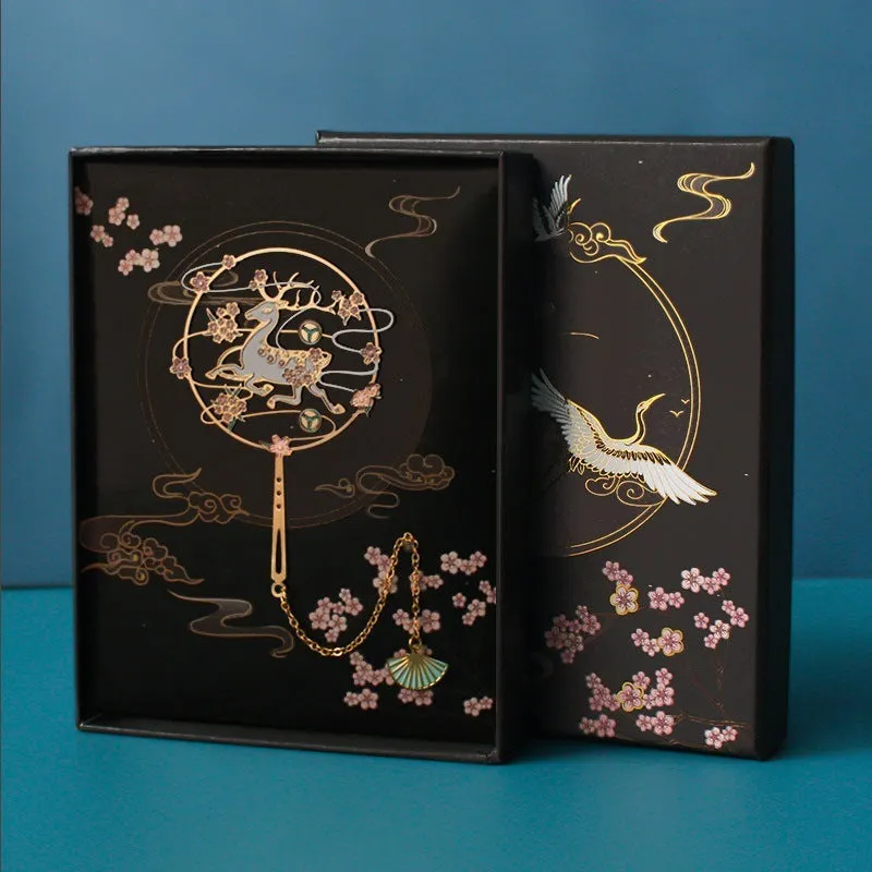 Chinese Style Metal Bookmark Fan-shaped Classical Brass Fan Simple And Exquisite Tassel