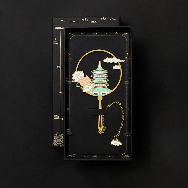 Chinese Style Metal Bookmark Fan-shaped Classical Brass Fan Simple And Exquisite Tassel