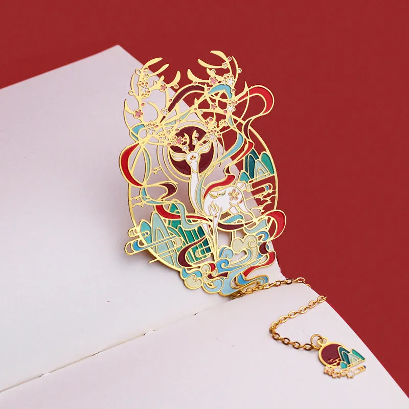 Chinese Style Metal Bookmark Fan-shaped Classical Brass Fan Simple And Exquisite Tassel