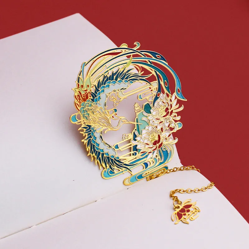 Chinese Style Metal Bookmark Fan-shaped Classical Brass Fan Simple And Exquisite Tassel