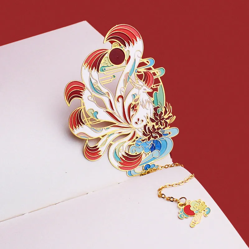 Chinese Style Metal Bookmark Fan-shaped Classical Brass Fan Simple And Exquisite Tassel