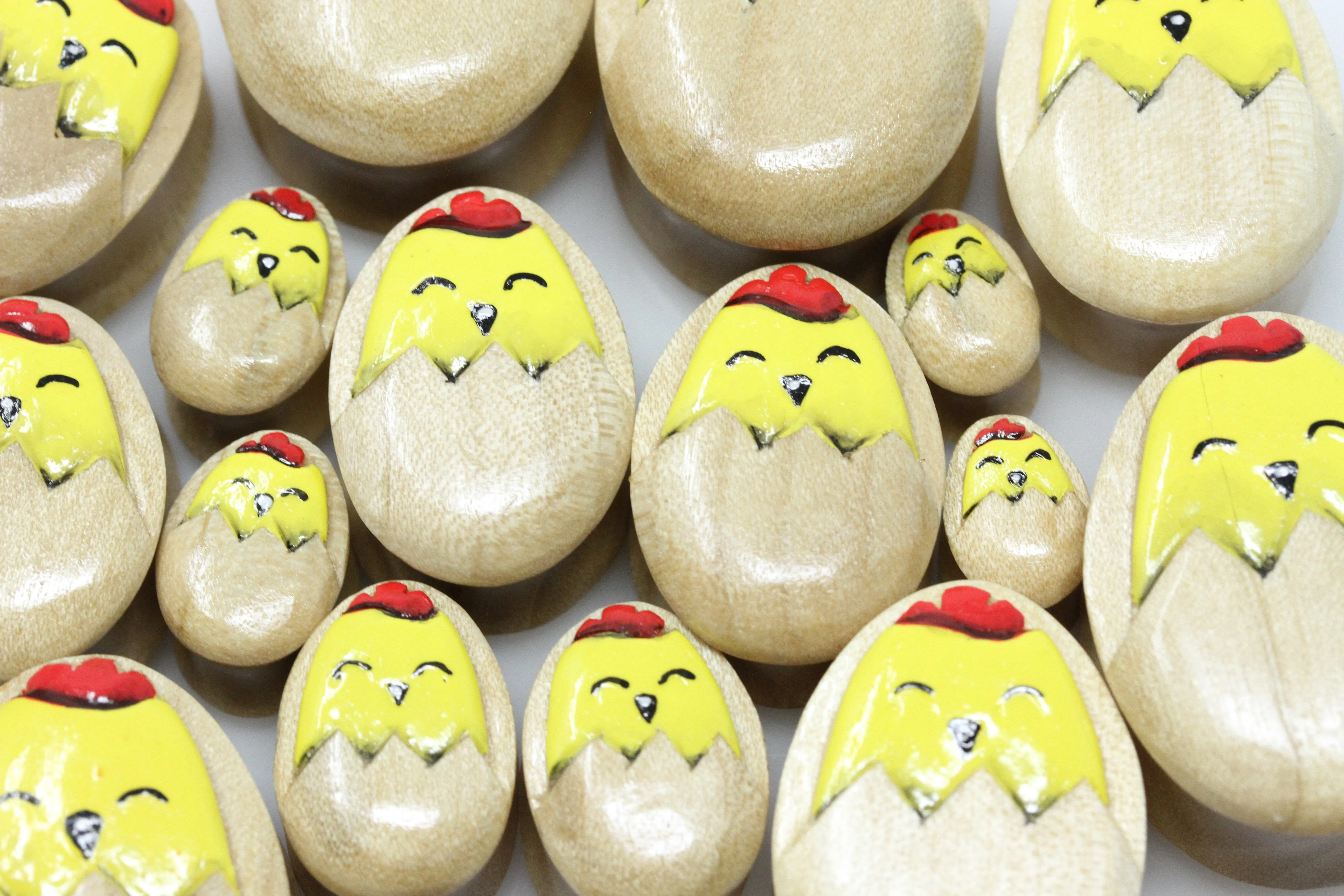 Chirpy Hand painted Egg shape Wood Plugs (Pair) - PA135