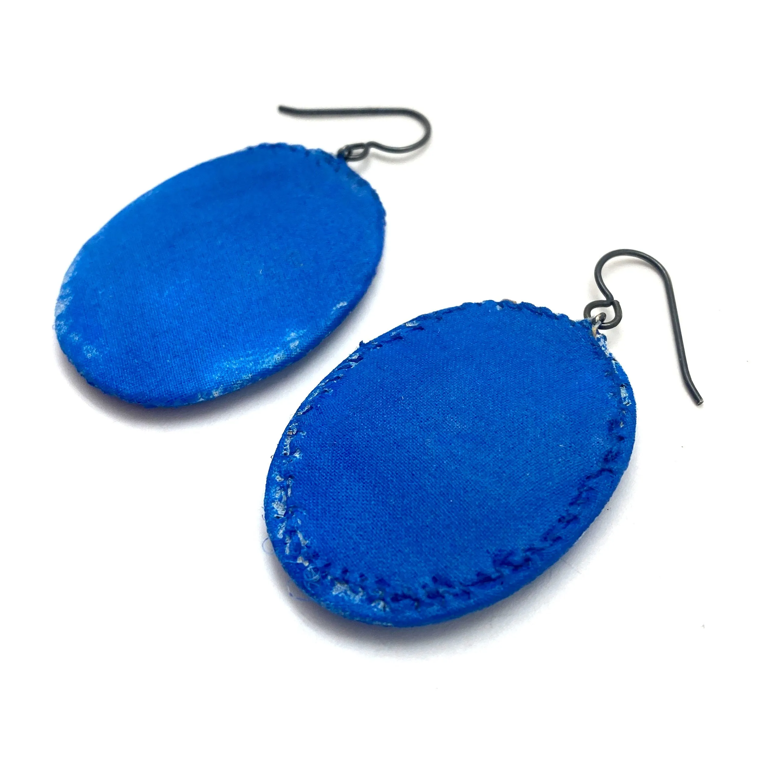 Cobalt Blue Oval Earrings