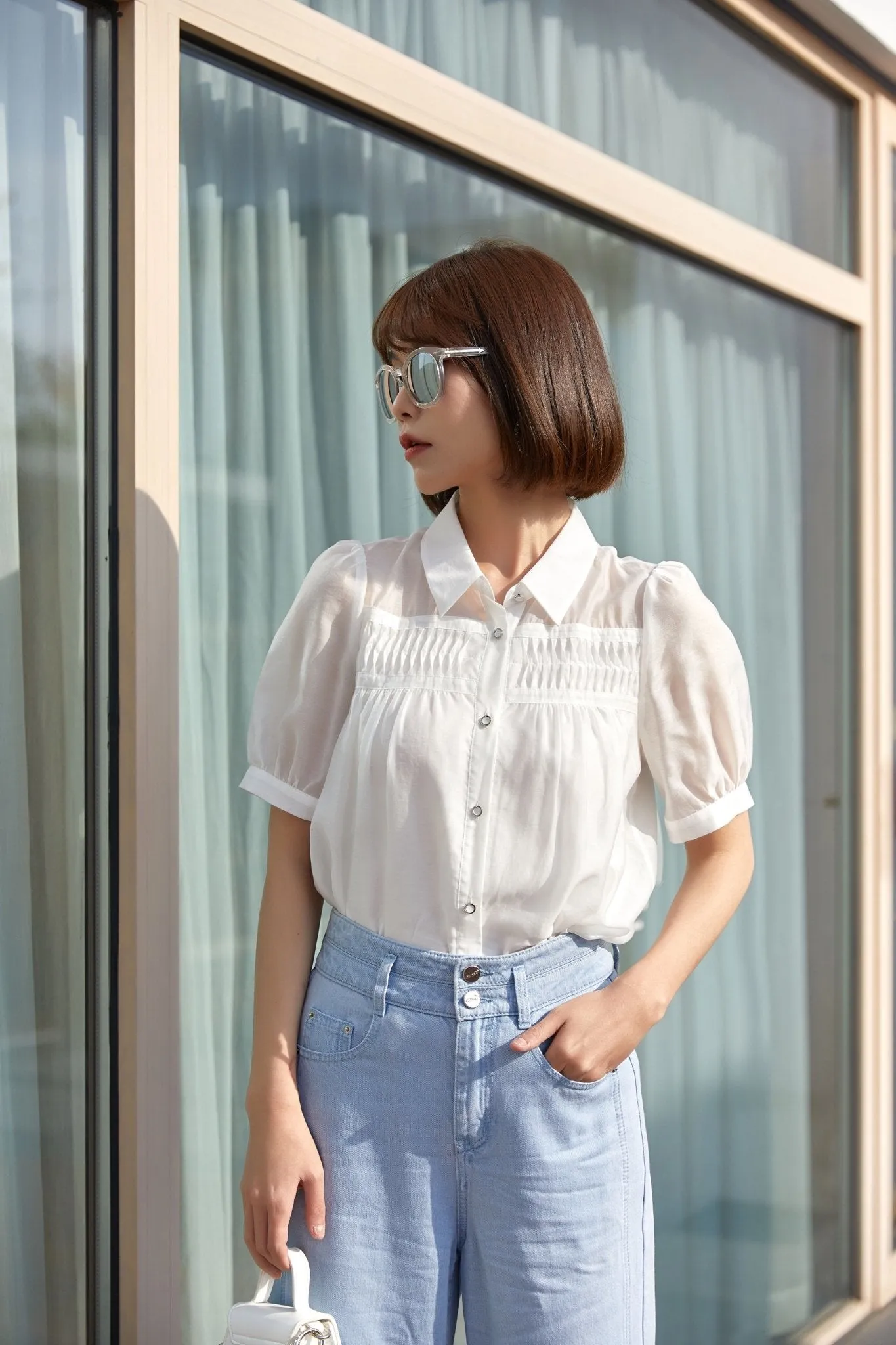 Coconut Milk Pleated Shirt