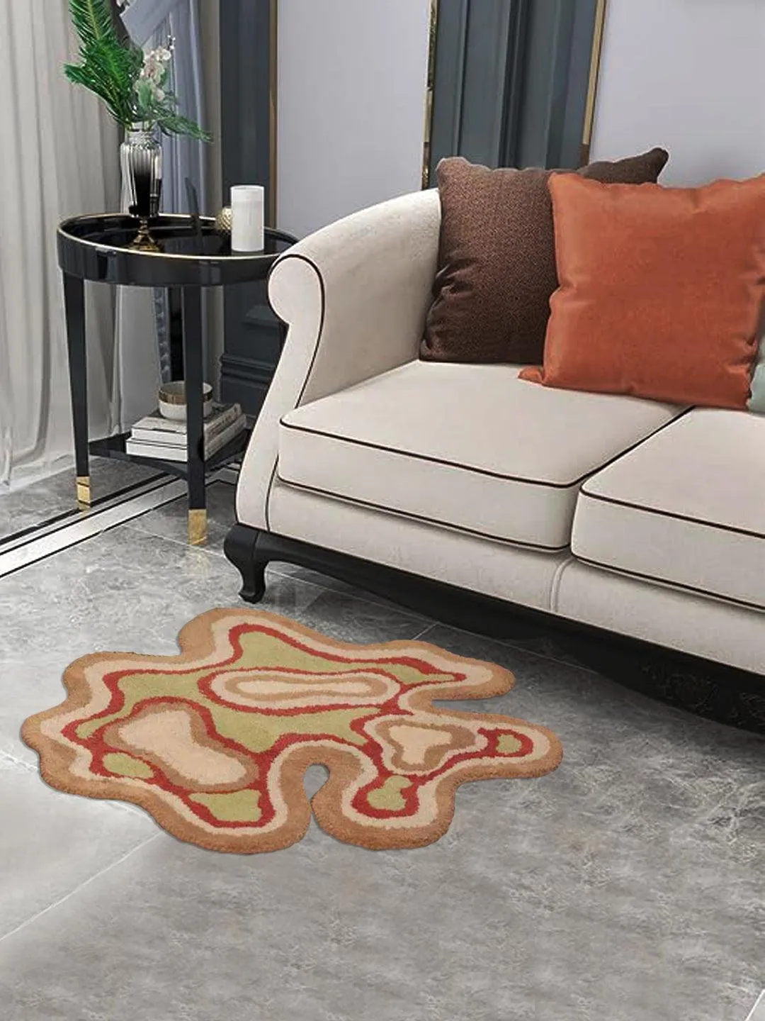 Colorful Fluid Tufted Design Polyester Rug | 3x3 ft