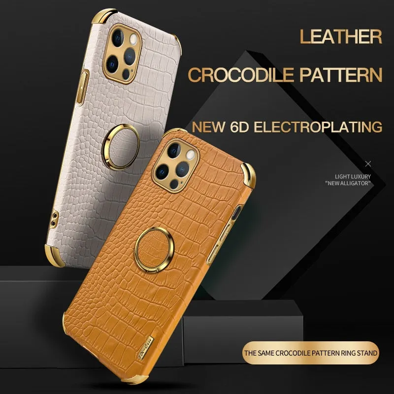 Crocodile Pattern Leather Holder Case For iPhone 11 12 Pro Max XR X XS Max 7 8 Plus Case For iPhone 12 Mini SE 2020 Phone Cover|Phone Case & Covers|