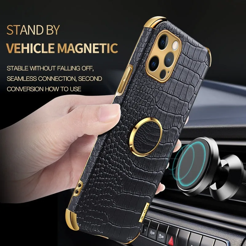 Crocodile Pattern Leather Holder Case For iPhone 11 12 Pro Max XR X XS Max 7 8 Plus Case For iPhone 12 Mini SE 2020 Phone Cover|Phone Case & Covers|
