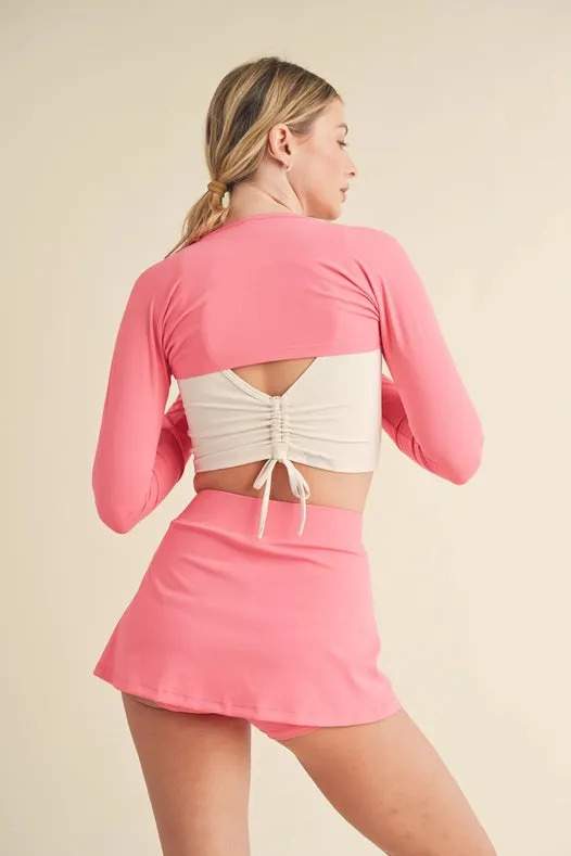 Cropped Lightweight Shrug Pink