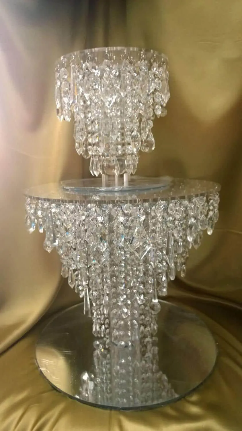 Crystal cake stand, 2 tier set , CHANDELIER DESIGN Faux crystal by Crystal wedding uk
