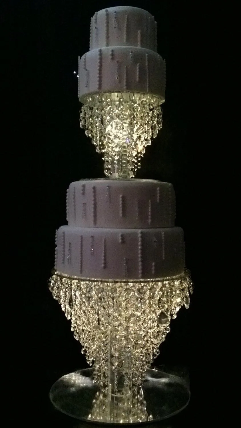 Crystal cake stand, 2 tier set , CHANDELIER DESIGN Faux crystal by Crystal wedding uk