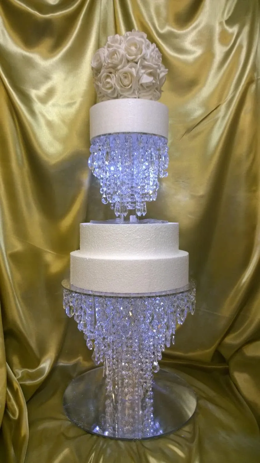 Crystal cake stand, 2 tier set , CHANDELIER DESIGN Faux crystal by Crystal wedding uk