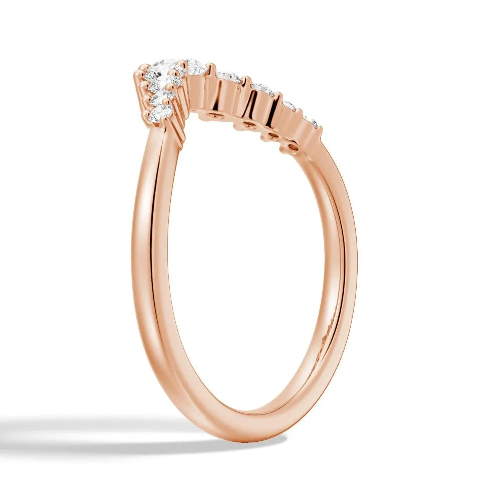 Curved Pear Shaped And Round Moissnite Anniversary Wedding Band