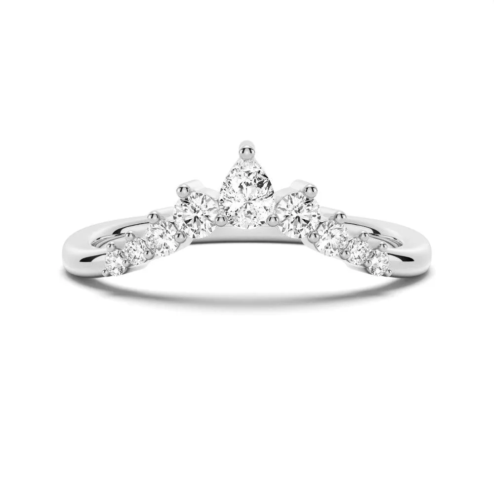Curved Pear Shaped And Round Moissnite Anniversary Wedding Band