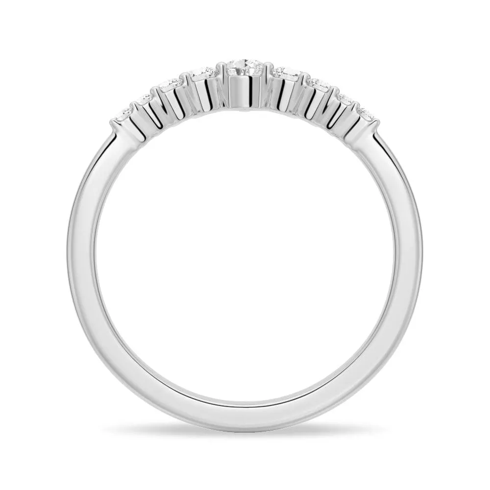 Curved Pear Shaped And Round Moissnite Anniversary Wedding Band