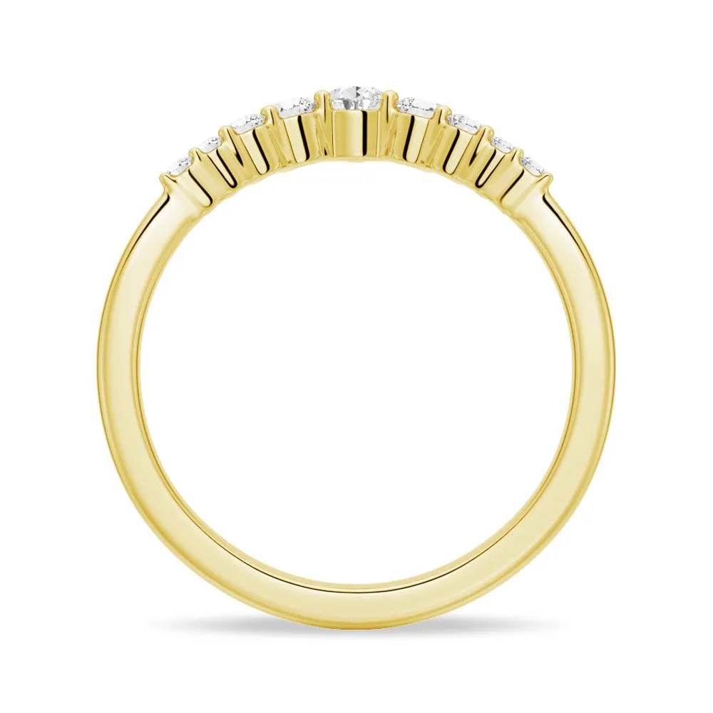 Curved Pear Shaped And Round Moissnite Anniversary Wedding Band