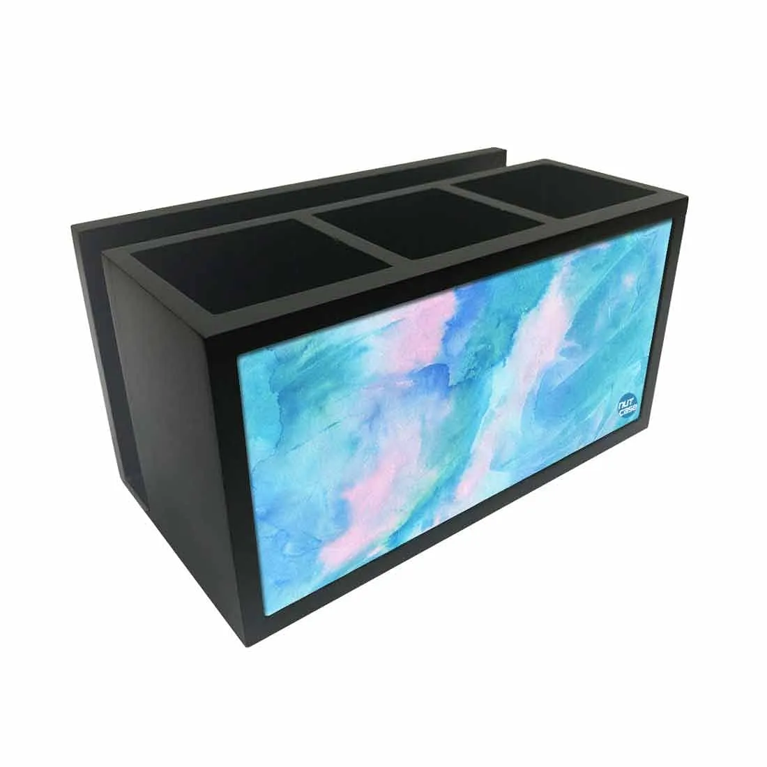 Cutlery Tissue Holder Napkin Stand -  Arctic Space Sky Blue Green Watercolor