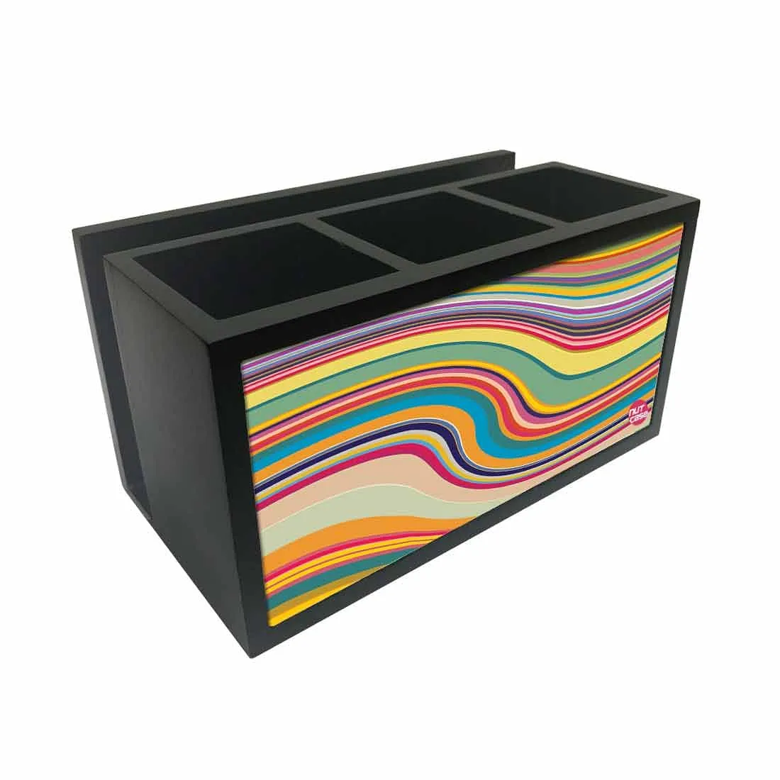 Cutlery Tissue Holder Napkin Stand -  Coloreful Waves Lines