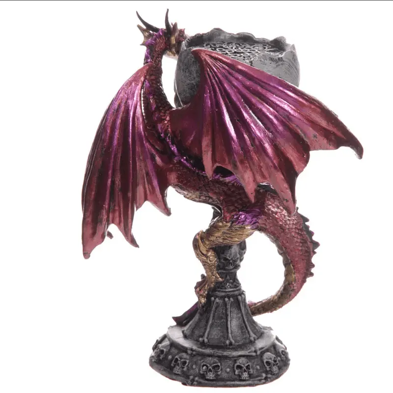 Dark Legends Skull Goblet Tea Light Candle Holder Dragon