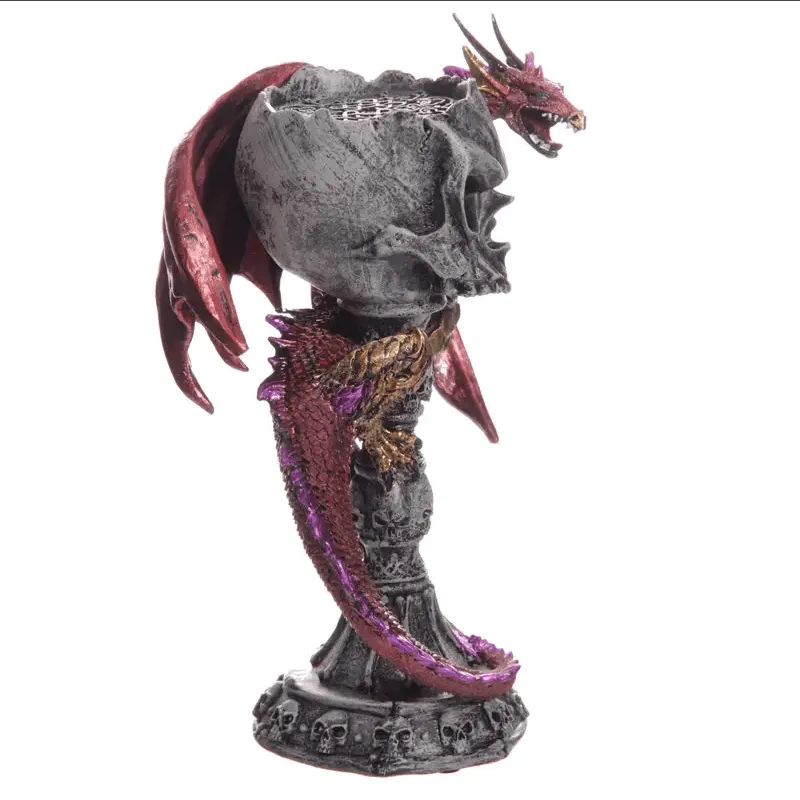 Dark Legends Skull Goblet Tea Light Candle Holder Dragon