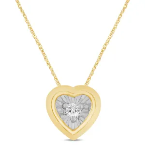 Diamond Set Miracle Surround Heart Necklace in Yellow Gold