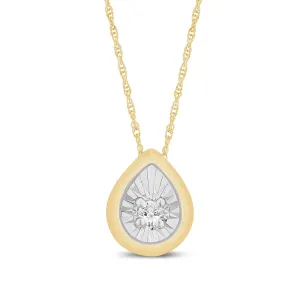 Diamond Set Miracle Surround Pear Necklace in Yellow Gold
