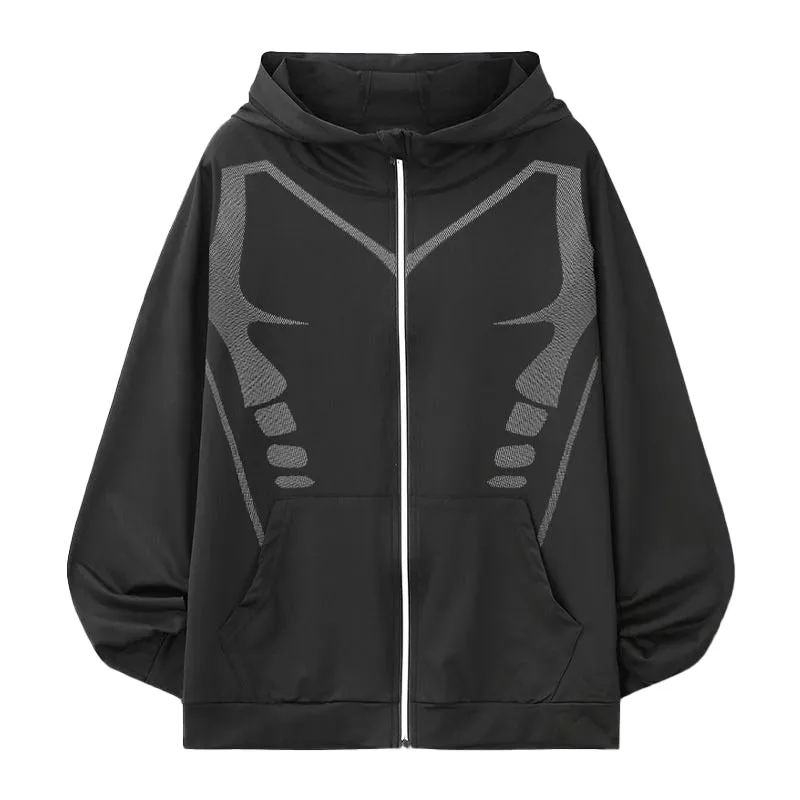 Elastic Hooded Reflective Printed Jacket