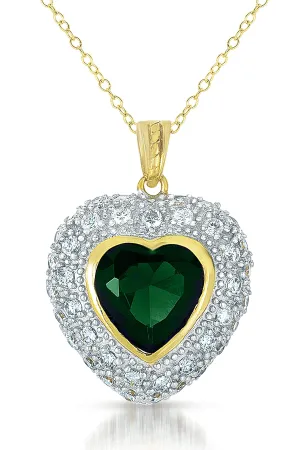 Emma Heart Shaped Emerald Cubic Zirconia Last Pair Necklace
