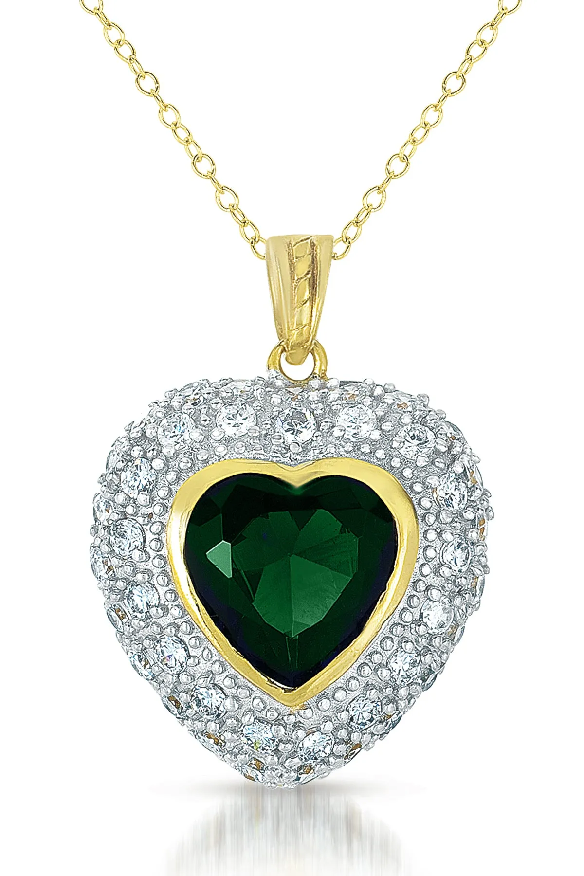 Emma Heart Shaped Emerald Cubic Zirconia Last Pair Necklace