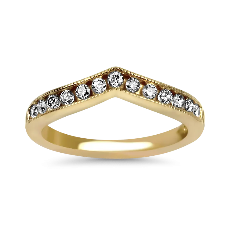 Estate 14K Yellow Gold V-Style Diamond Band